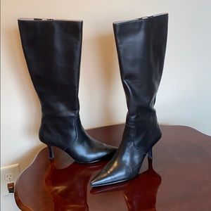 BP Nordstrom brand black heeled leather boots
